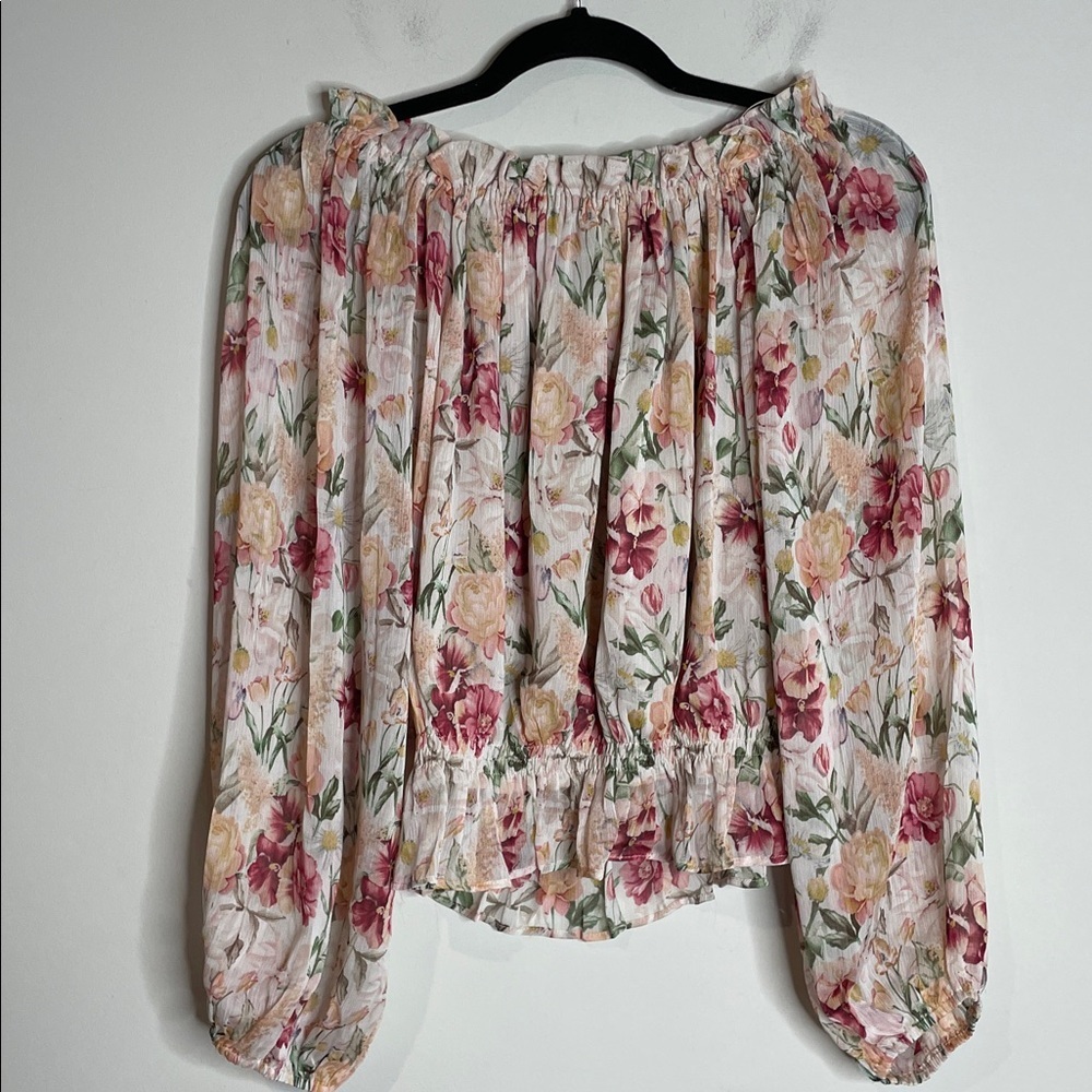 Bohme | Women’s Floral Sheer Puff Sleeve Off Shoulder Top Size Medium NWT - Picture 6 of 6